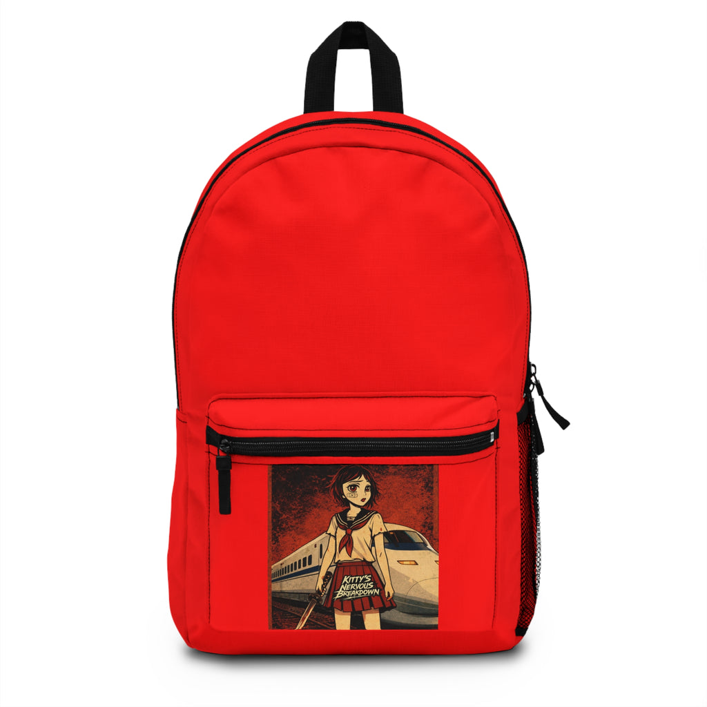 Anime Schoolgirl Train Backpack — Retro Chibi Girl Graphic Bag