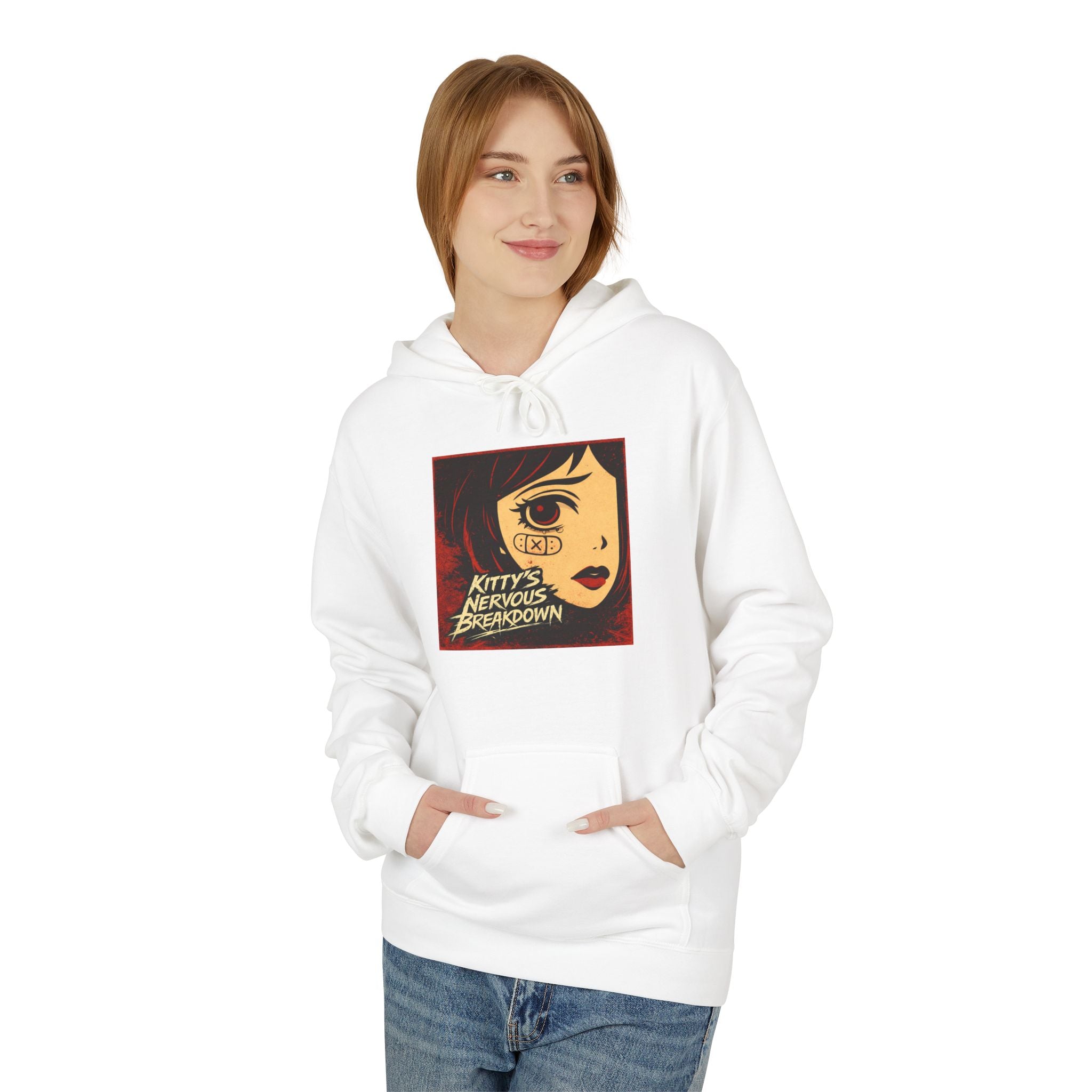 Retro Pop Art Hoodie — 'Kitty's Nervous Breakdown' Graphic Pullover